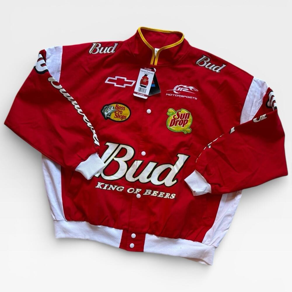Nascar Nwt Bud Budweiser Dale Earnhardt Jr Women's Red Zip Racing Jacket Size Xl